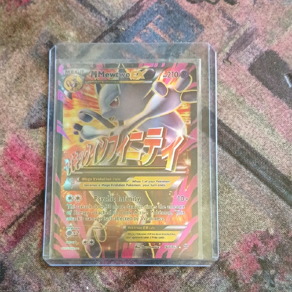 Pokemon Mega Mewtwo EX Proxy Trading Card - Pink and Gold